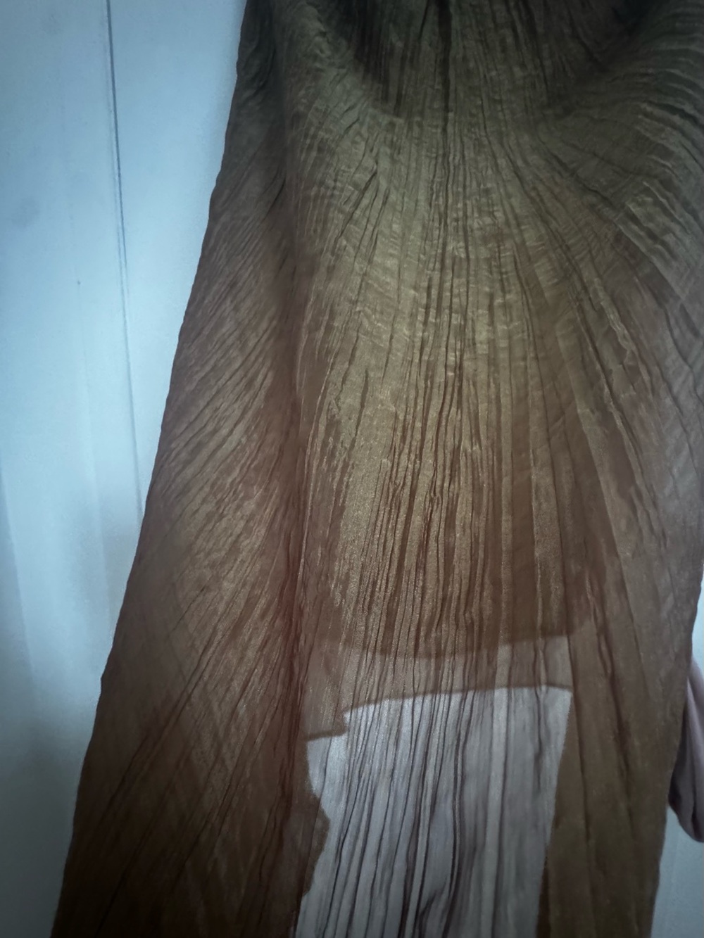 ZARA Bronze Gold Metallic Pleated Sheer Maxi Skirt - Size XS